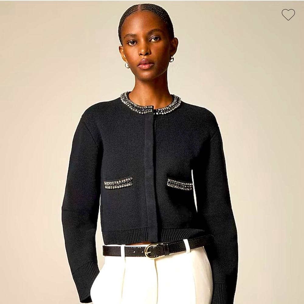 NWT J.Crew Medium Relaxed Emilie Sweater Lady Jacket with Jewel Trim!